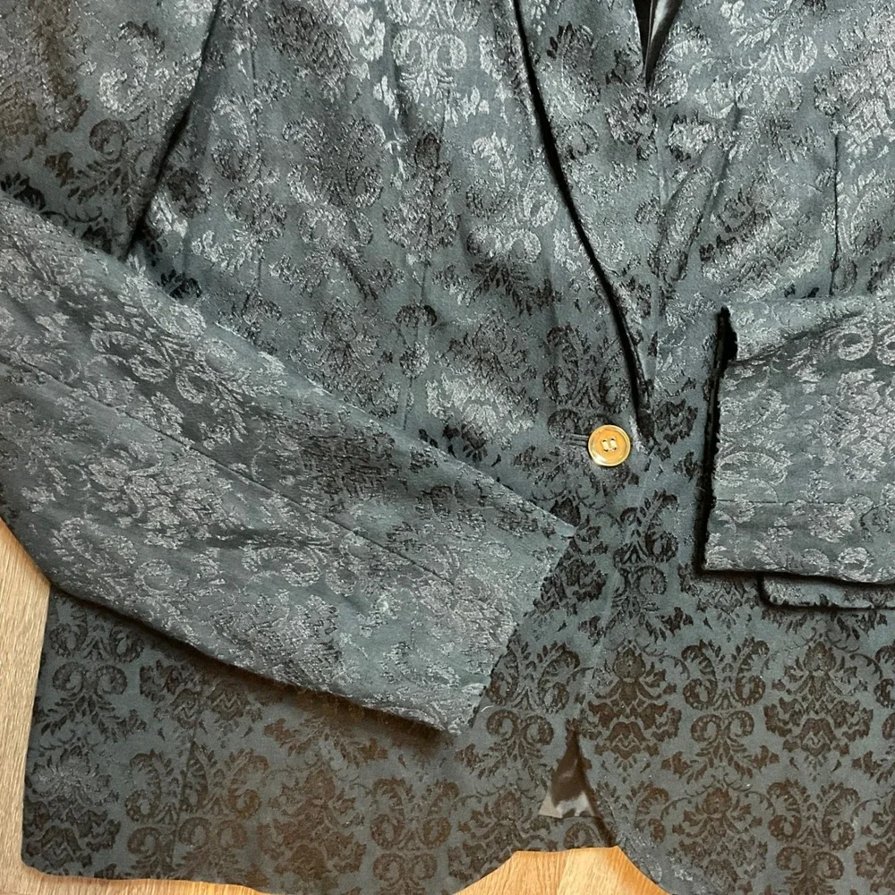 Dana Buchman‎ Damask Jacquard Blazer Jacket Womens 6 Black Elegant Brocade Paris